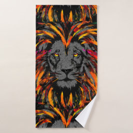 Lion Bath Towel | Illustratie van Oranje leeuwenko Bad Handdoek