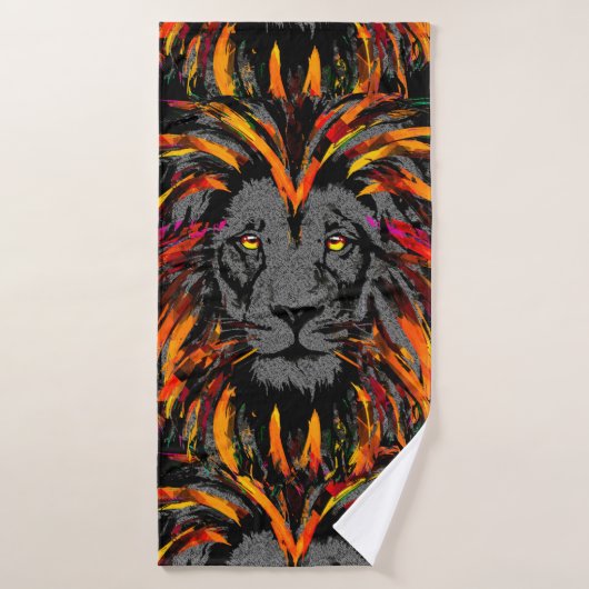 Lion Bath Towel | Illustratie van Oranje leeuwenko Bad Handdoek (Badhanddoek)