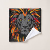 Lion Bath Towel | Illustratie van Oranje leeuwenko Bad Handdoek (Wasdoekje)