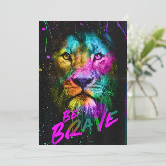 Lion be Brave Bedankkaart (Staand voorkant)