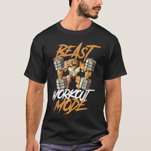 Lion Beast Workout Mode Hefgewicht Spier Fit T-shirt (Voorkant)