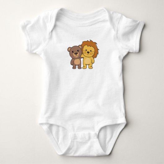 Lion Beer Zoo Cute Animals Cute Kinder Romper (Voorkant)