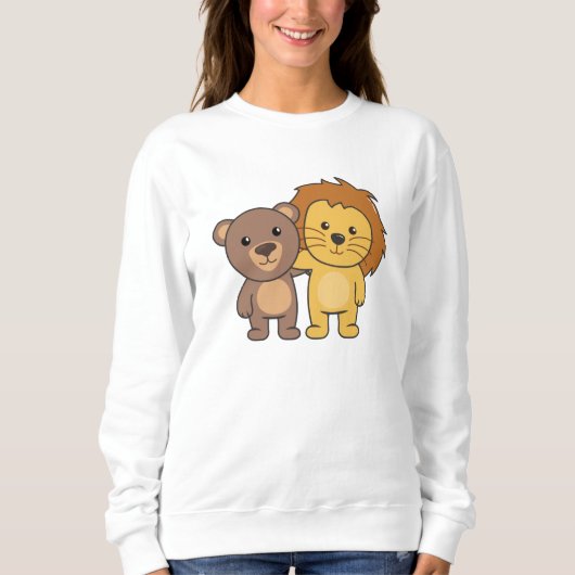 Lion Beer Zoo Cute Animals Cute Kinder Trui (Voorkant)