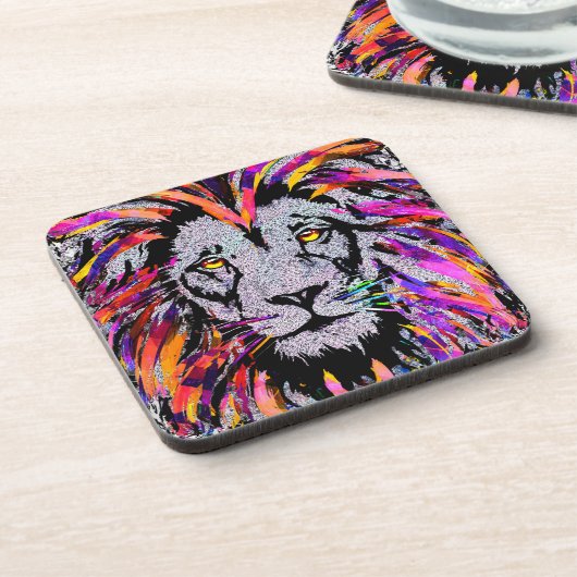 Lion Beverage Coaster - Realistic Lion Drawing Bier Onderzetter (Linkerzijde)