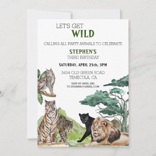 Lion Big Cats Oerwoud Safari Wild Birthday Kaart (Voorkant)