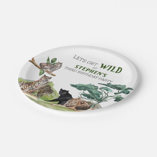 Lion Big Cats Oerwoud Safari Wild Birthday Papieren Bordje (Gekanteld)