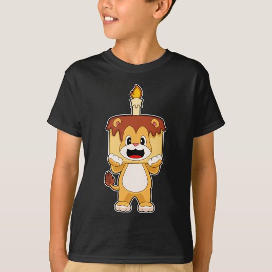 Lion Birthday Candle Cake T-shirt (Voorkant)