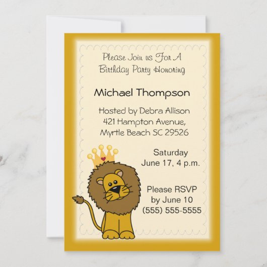 Lion Birthday Invitations Kaart (Voorkant)