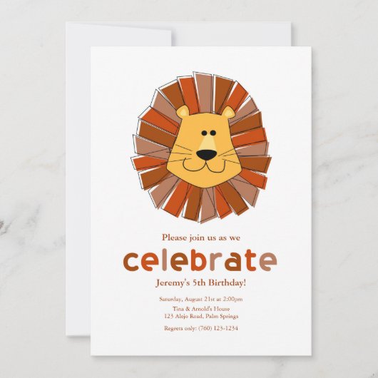Lion Birthday Invitations Kaart (Voorkant)