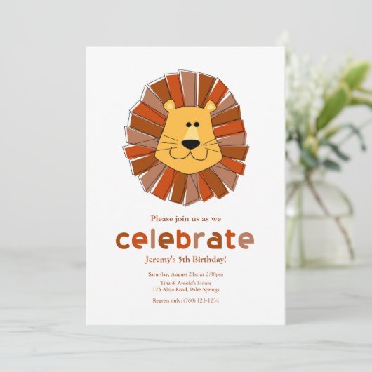 Lion Birthday Invitations Kaart (Staand voorkant)