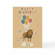 Lion Birthday Kaart – Aangepaste naam
