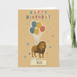 Lion Birthday Kaart – Aangepaste naam