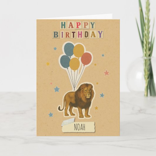 Lion Birthday Kaart – Aangepaste naam (Voorkant)