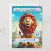 Lion Birthday Kaart Gepersonaliseerde Kinder naam  (Voorkant)