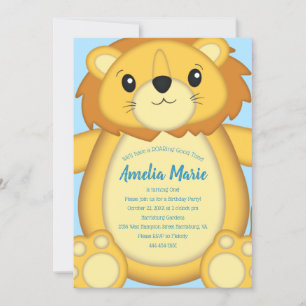 Lion Birthday Party Blue Kaart