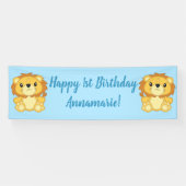 Lion Birthday Party Blue Spandoek (Horizontaal)