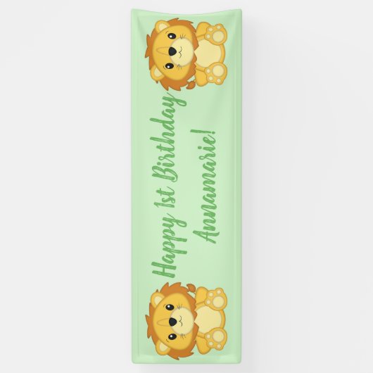 Lion Birthday Party Green Spandoek (Verticaal)