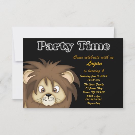 Lion Birthday Party Invitation Kaart (Voorkant)