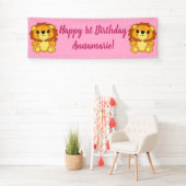 Lion Birthday Party Pink Spandoek (Insitu)