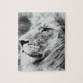 Lion Black en White Mixed Media Digital Art Legpuzzel (Verticaal)