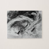 Lion Black en White Mixed Media Digital Art Legpuzzel (Horizontaal)