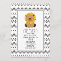 Lion Black en White Pattern Baby shower