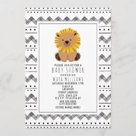 Lion Black en White Pattern Baby shower Kaart