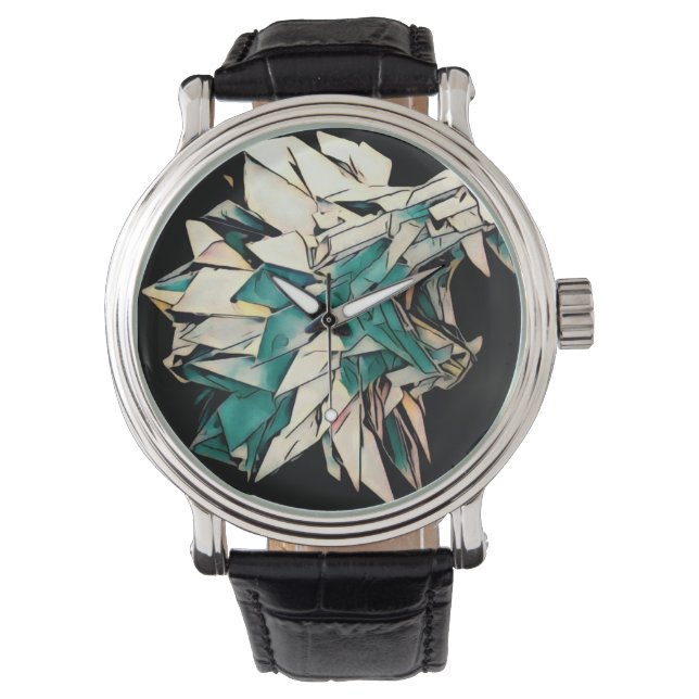 Lion Black  lederen horloge (Voorkant)