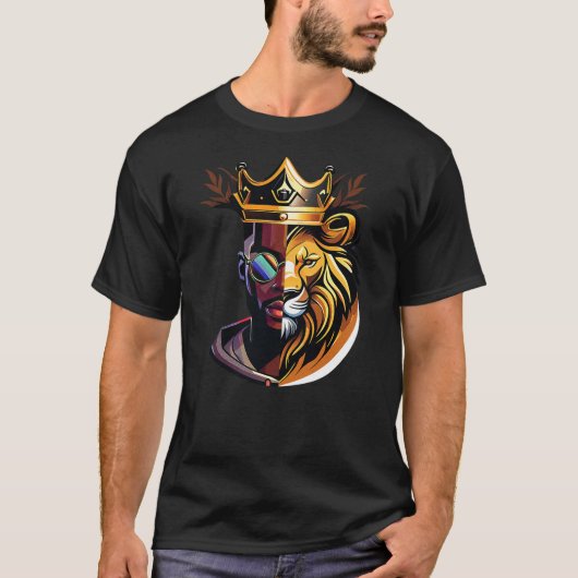 Lion Black Man King Black History Melanin African  T-shirt (Voorkant)