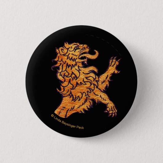 Lion Black Ronde Button 5,7 Cm (Voorkant)