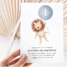 Lion Blue Balloon 1st Birthday Party