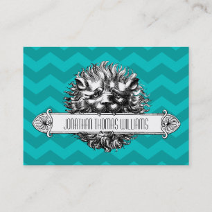  lion & Blue Chevron Modern Visitekaartje