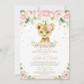 Lion Blush Floral Virtual Baby shower per Mail Kaart (Voorkant)