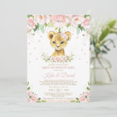 Lion Blush Floral Virtual Baby shower per Mail Kaart (Staand voorkant)