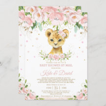 Lion Blush Floral Virtual Baby shower per Mail