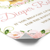 Lion Blush Pink Floral Baby shower Diaper Raffle Poster (Hoek)