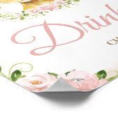 Lion Blush Pink Floral Baby shower Drink Cheers Poster (Hoek)