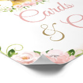 Lion Blush Pink Floral Baby shower Kaarten en cade Poster (Hoek)