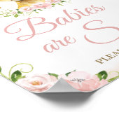 Lion Blush Pink Floral Baby shower Sweet Treat Poster (Hoek)