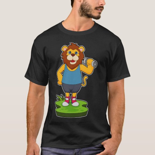 Lion Bodybuilder Dumbbell T-shirt (Voorkant)