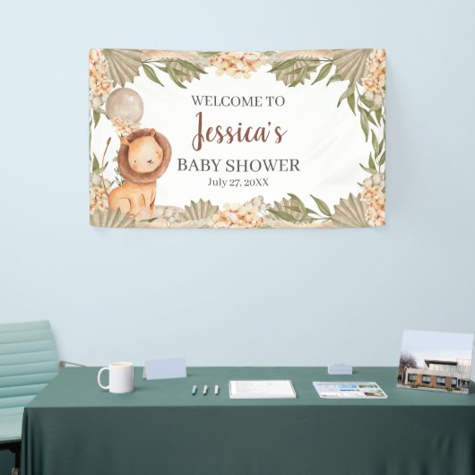 Lion Boho pampas Grass baby shower Welcome banner (Beurs)