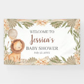 Lion Boho pampas Grass baby shower Welcome banner (Horizontaal)