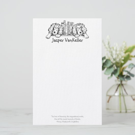 Lion Book eindigt op Personal Stationery Briefpapier (Staand voorkant)