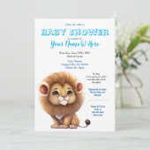 Lion Boy Baby shower King Cute Invitation Kaart (Staand voorkant)