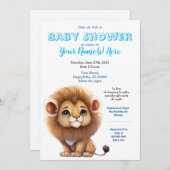 Lion Boy Baby shower King Cute Invitation Kaart (Voorkant / Achterkant)
