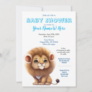 Lion Boy Baby shower King Cute Invitation Kaart