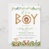 Lion Boy Baby shower Safari Animals Oerwoud Blader Kaart (Voorkant)