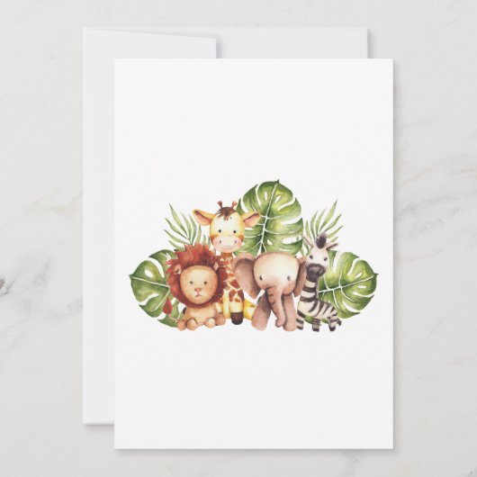 Lion Boy Baby shower Safari Animals Oerwoud Blader Kaart (Achterkant)