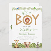 Lion Boy Baby shower Safari Animals Oerwoud Blader Kaart (Voorkant / Achterkant)