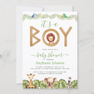 Lion Boy Baby shower Safari Animals Oerwoud Blader Kaart